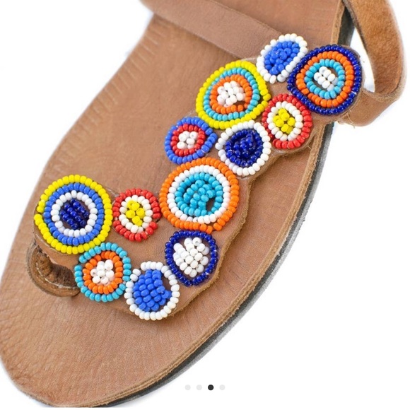Bouquet Multicolored Beaded Leather Sandal - Picture 2 of 6